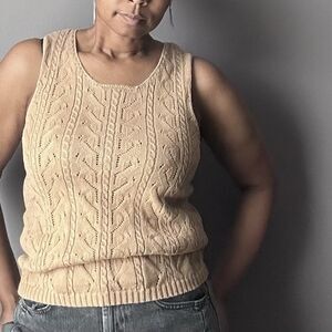 Josephine Chaus‎ Sleeveless Knit Sweater Tank Women’s Medium Tan Lightweight